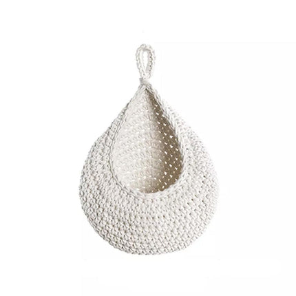 Cotton Rope Woven Storage Basket Wall Mount Fruit Vegetable Organizer Container