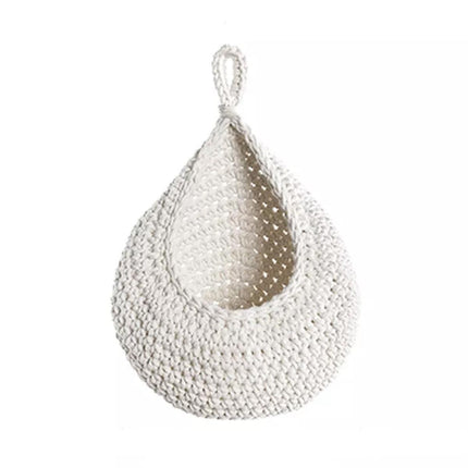 Cotton Rope Woven Storage Basket Wall Mount Fruit Vegetable Organizer Container