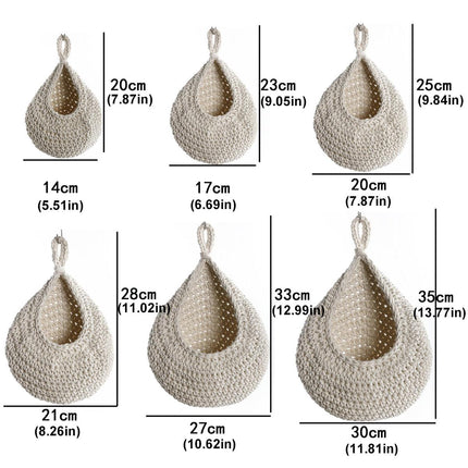 Cotton Rope Woven Storage Basket Wall Mount Fruit Vegetable Organizer Container