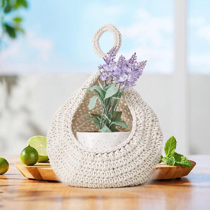 Cotton Rope Woven Storage Basket Wall Mount Fruit Vegetable Organizer Container