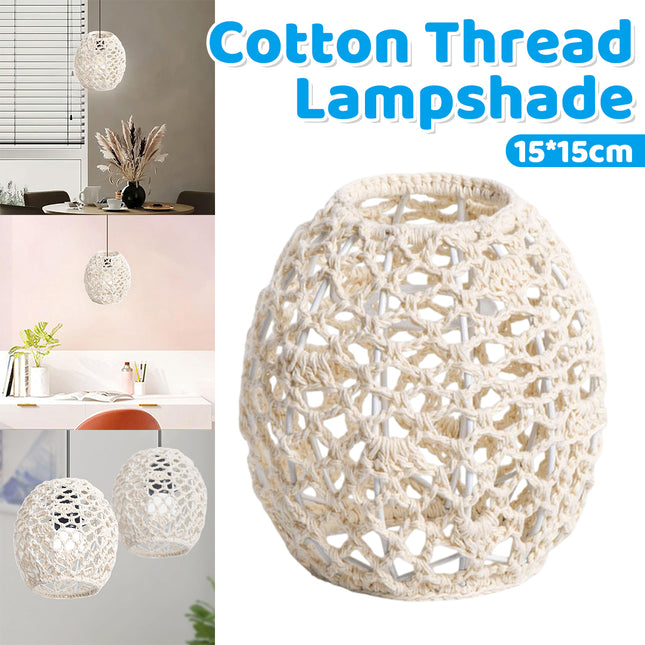 Paper Rope Pendant Light New Chinese Style Rattan-Like Lampshade Lamp 15x15cm
