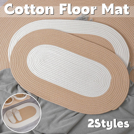 Cotton Floor Mat Oval Non Slip Carpet Household Soft Washable Rug for Bedroom