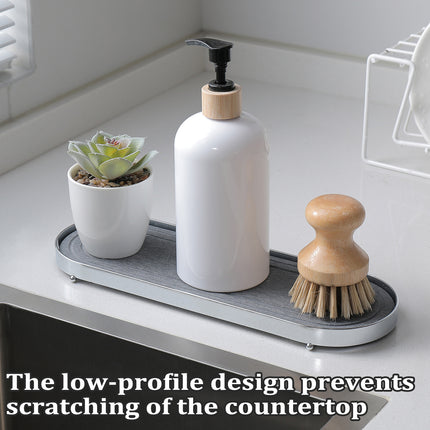 Stainless Steel Diatomite Tray Countertop Drying Mat Bathroom Kitchen Sink Organizer