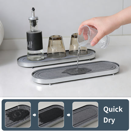 Stainless Steel Diatomite Tray Countertop Drying Mat Bathroom Kitchen Sink Organizer