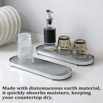 Stainless Steel Diatomite Tray Countertop Drying Mat Bathroom Kitchen Sink Organizer
