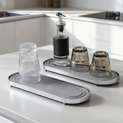 Stainless Steel Diatomite Tray Countertop Drying Mat Bathroom Kitchen Sink Organizer