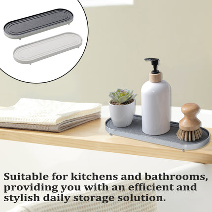 Stainless Steel Diatomite Tray Countertop Drying Mat Bathroom Kitchen Sink Organizer
