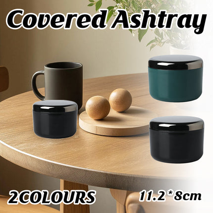 Covered Ashtray Lidded Minimalist Ash Proof Home Office 11.2 x 8cm