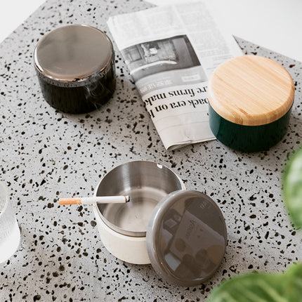 Covered Ashtray Lidded Minimalist Ash Proof Home Office 11.2 x 8cm