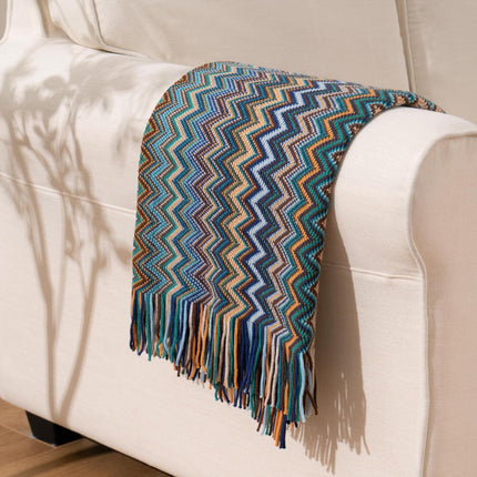 Peacock Blue Houndstooth Bed Runner Decorative Throw for Hotel or Home Bedding