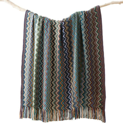 Peacock Blue Houndstooth Bed Runner Decorative Throw for Hotel or Home Bedding