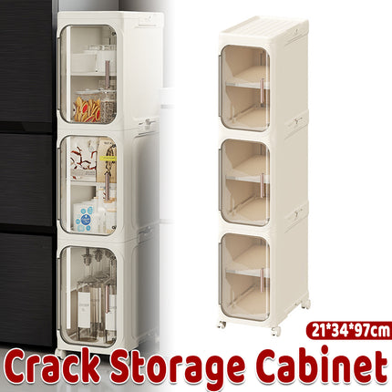 Home Narrow Gap Multi-Layer Storage Cabinet for Kitchen Bathroom Space Saving