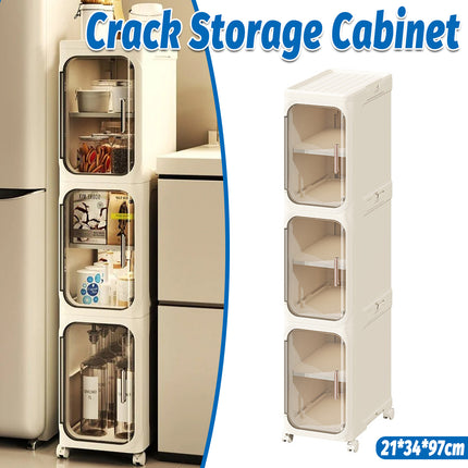 Home Narrow Gap Multi-Layer Storage Cabinet for Kitchen Bathroom Space Saving