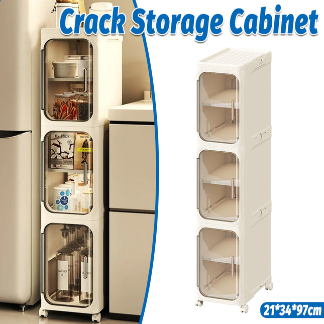 Home Narrow Gap Multi-Layer Storage Cabinet for Kitchen Bathroom Space Saving