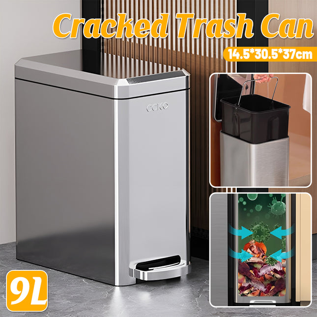 Kitchen Trash Can 9L Household Pedal Bin with Lid Large Capacity Waste Bucket