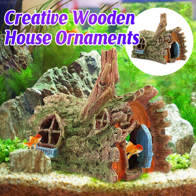 Aquarium Resin Tree House Cave Hideout Decor Ornament Fish Tank Decoration
