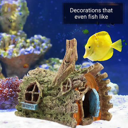 Aquarium Resin Tree House Cave Hideout Decor Ornament Fish Tank Decoration