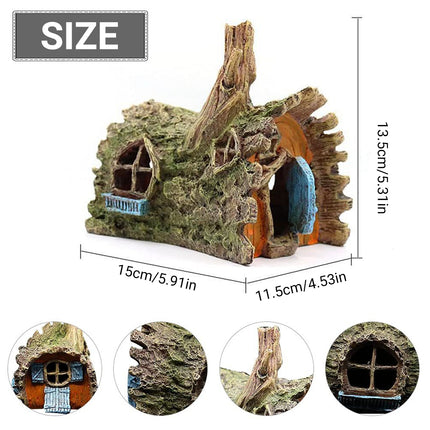 Aquarium Resin Tree House Cave Hideout Decor Ornament Fish Tank Decoration