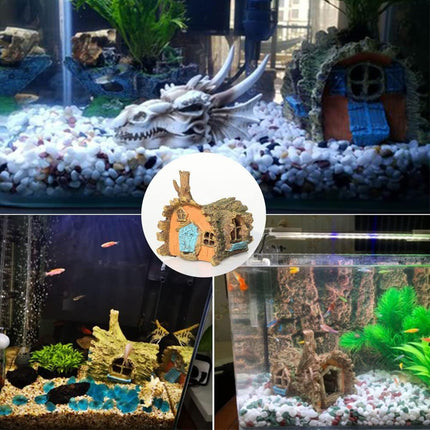 Aquarium Resin Tree House Cave Hideout Decor Ornament Fish Tank Decoration