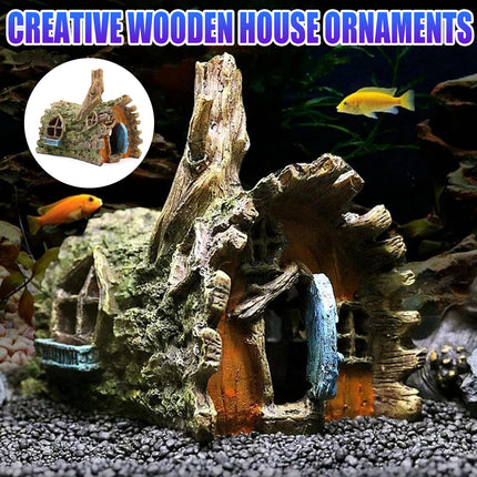 Aquarium Resin Tree House Cave Hideout Decor Ornament Fish Tank Decoration