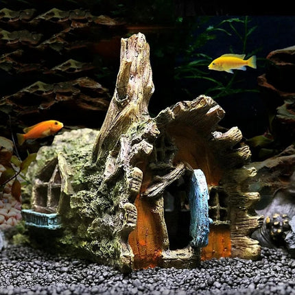 Aquarium Resin Tree House Cave Hideout Decor Ornament Fish Tank Decoration