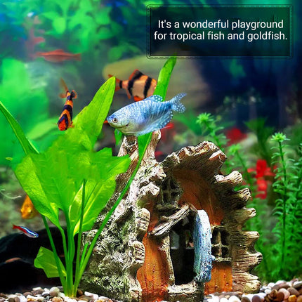Aquarium Resin Tree House Cave Hideout Decor Ornament Fish Tank Decoration