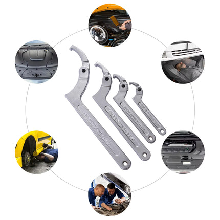9PCS Adjustable C-Shaped Pin Spanner Wrench Tool Set for Bearing Lock Nut Remove