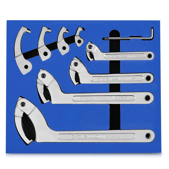 9PCS Adjustable C-Shaped Pin Spanner Wrench Tool Set for Bearing Lock Nut Remove
