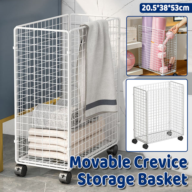 Moveable Crevice Storage Basket with Wheels Space Saving Waterproof Durable