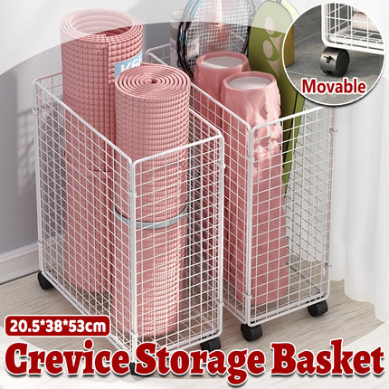 Moveable Crevice Storage Basket with Wheels Space Saving Waterproof Durable