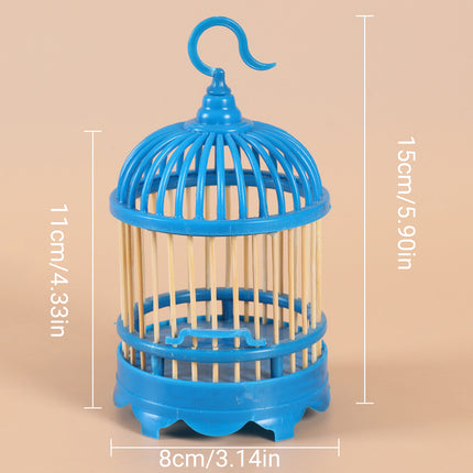 Cricket Cage Blue Plastic Wooden Slats Hook Insect House Portable Enclosure