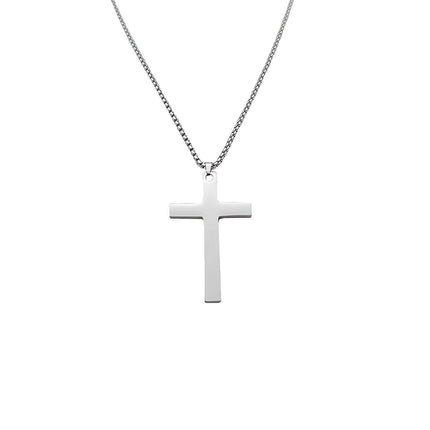 Gold-Plated Stainless Steel Men's Cross Fashion Pendant Necklace with Long Chain