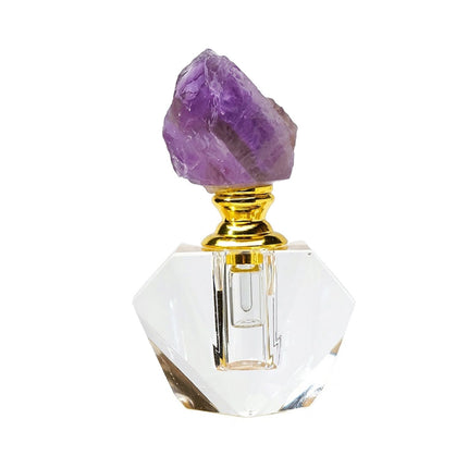 Natural Amethyst Crystal Cap Glass Perfume Bottle Empty Refillable Oil Vial