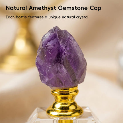 Natural Amethyst Crystal Cap Glass Perfume Bottle Empty Refillable Oil Vial
