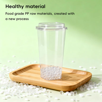 50PCS Fruit Tea Cup With Lid And Fork Large Capacity 650/960ml Drink Takeaway