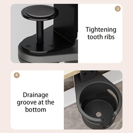 Drill-Free Desktop Cup Holder Stand Sturdy Plastic Anti-Slip Base Fits Mugs Cups