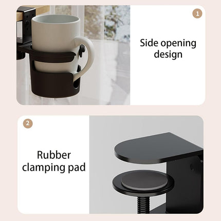 Drill-Free Desktop Cup Holder Stand Sturdy Plastic Anti-Slip Base Fits Mugs Cups