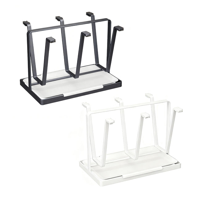 6 Hook Stainless Steel Cup Rack with Drip Tray for Mugs and Glasses