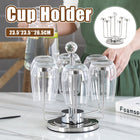 Stainless Steel Rotating Cup Holder 6 Cups 360 Crystal Top Kitchen Stand