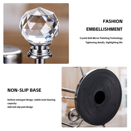 Stainless Steel Rotating Cup Holder 6 Cups 360 Crystal Top Kitchen Stand
