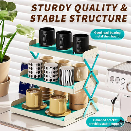 3 Tier Collapsible Cup Holder for Home Cafe Desk Coffee Mug Storage Organizer