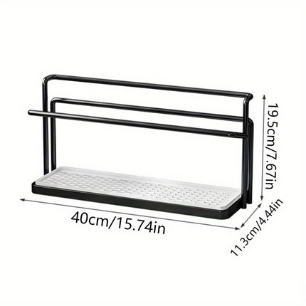 2 Tier Cup Drying Rack Kitchen Countertop Mug Glass Holder with Drip Tray