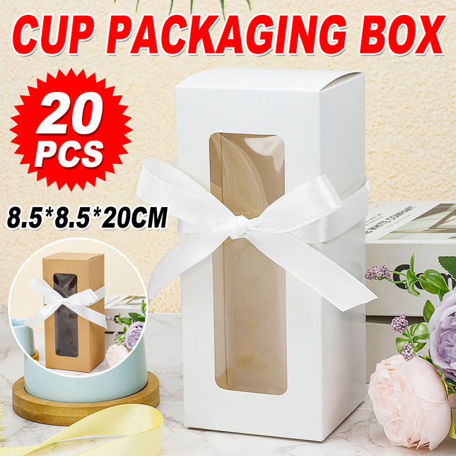 20PCS Cup Gift Boxes Sturdy with Clear Window Aesthetic for Coffee Cup Packaging