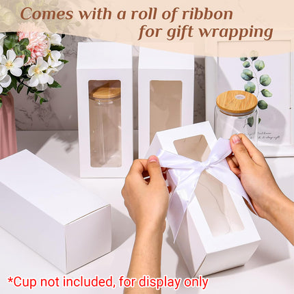 20PCS Cup Gift Boxes Sturdy with Clear Window Aesthetic for Coffee Cup Packaging