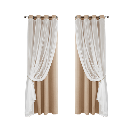 2PCS Double Layer Blackout Curtains With Lace For Bedroom Living Room Window