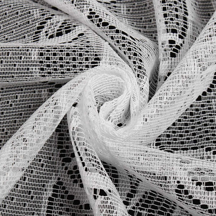 White Lace Window Curtains Short Tier Panel for Kitchen Bathroom Decor Use