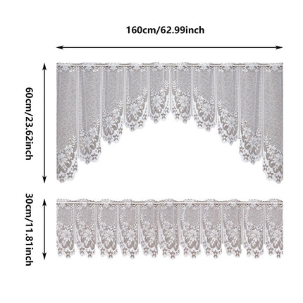 White Lace Window Curtains Short Tier Panel for Kitchen Bathroom Decor Use