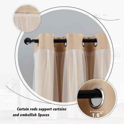 2PCS Double Layer Blackout Curtains With Lace For Bedroom Living Room Window
