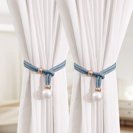 Curtain Tiebacks Pearl Strap Set 3 Pairs Decorative Buckle Holder Rings Hooks