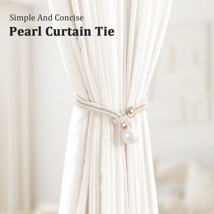 Curtain Tiebacks Pearl Strap Set 3 Pairs Decorative Buckle Holder Rings Hooks